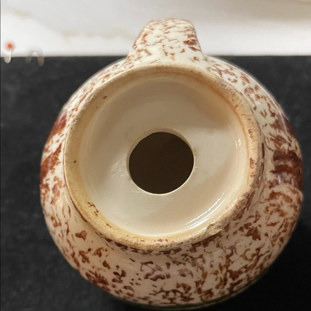 Speckled Ceramic Salt and Pepper Shakers with Green Band